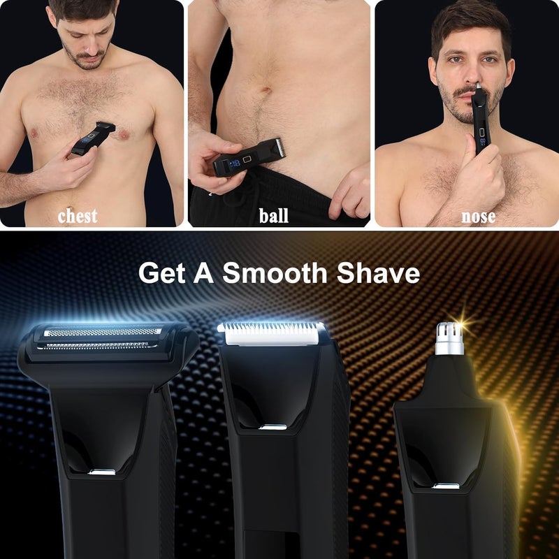 Suttik Manscape Body and Ball Trimmer for Men, 3-in-1 Pubic Groin & Nose Hair Trimmer, Ball Shaver & Body Groomer, Wet/Dry Electric Razors for Smooth Shaving, IPX7 Waterproof with Travel Case - Image 3